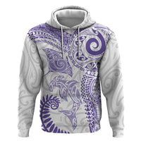 Aotearoa Maori Sea Animals Tribal Zip Hoodie Manta Ray and Shark Moko Pattern Purple Color LT03 Pullover Hoodie Purple - Polynesian Pride