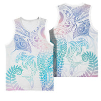 Aotearoa Maori Sea Animals Tribal Basketball Jersey Manta Ray and Shark Moko Pattern Sweet Pastel LT03 - Polynesian Pride