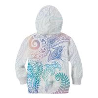 Aotearoa Maori Sea Animals Tribal Kid Hoodie Manta Ray and Shark Moko Pattern Sweet Pastel LT03 - Polynesian Pride