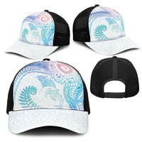 Aotearoa Maori Sea Animals Tribal Mesh Trucker Cap Manta Ray and Shark Moko Pattern Sweet Pastel