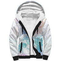 Aotearoa Maori Sea Animals Tribal Sherpa Hoodie Manta Ray and Shark Moko Pattern Sweet Pastel LT03 Unisex Multicolor - Polynesian Pride