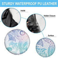 Aotearoa Maori Sea Animals Tribal Spare Tire Cover Manta Ray and Shark Moko Pattern Sweet Pastel LT03 - Polynesian Pride