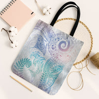 Aotearoa Maori Sea Animals Tribal Tote Bag Manta Ray and Shark Moko Pattern Sweet Pastel LT03 Black Strap One Size Multicolor - Polynesian Pride