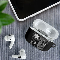 Hawaiian Manta Ray Tribal AirPods Case Polynesian Art Motifs Black Color