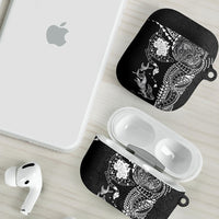 Hawaiian Manta Ray Tribal AirPods Case Polynesian Art Motifs Black Color
