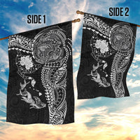 Hawaiian Manta Ray Tribal Garden Flag Polynesian Art Motifs Black Color