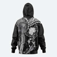 Hawaiian Manta Ray Tribal Hoodie Polynesian Art Motifs Black Color