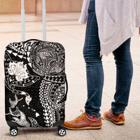 Hawaiian Manta Ray Tribal Luggage Cover Polynesian Art Motifs Black Color LT03 Black - Polynesian Pride