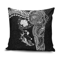Hawaiian Manta Ray Tribal Pillow Cover Polynesian Art Motifs Black Color