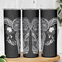 Hawaiian Manta Ray Tribal Skinny Tumbler Polynesian Art Motifs Black Color LT03 - Polynesian Pride
