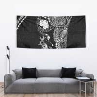 Hawaiian Manta Ray Tribal Tapestry Polynesian Art Motifs Black Color