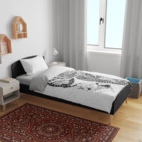 Hawaiian Manta Ray Tribal Bedding Set Polynesian Art Motifs White Color
