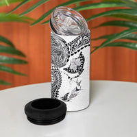 Hawaiian Manta Ray Tribal 4 in 1 Can Cooler Tumbler Polynesian Art Motifs White Color LT03 - Polynesian Pride