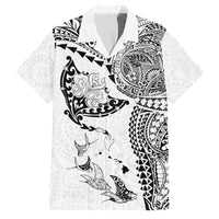 Hawaiian Manta Ray Tribal Family Matching Mermaid Dress and Hawaiian Shirt Polynesian Art Motifs White Color LT03 Dad's Shirt - Short Sleeve White - Polynesian Pride