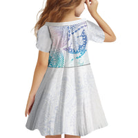 Hawaiian Manta Ray Tribal Family Matching Short Sleeve Bodycon Dress and Hawaiian Shirt Polynesian Art Motifs Sweet Pastel LT03 - Polynesian Pride