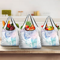 Hawaiian Manta Ray Tribal Grocery Bag Polynesian Art Motifs Sweet Pastel