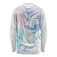 Hawaiian Manta Ray Tribal Long Sleeve Shirt Polynesian Art Motifs Sweet Pastel LT03 - Polynesian Pride