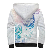 Hawaiian Manta Ray Tribal Sherpa Hoodie Polynesian Art Motifs Sweet Pastel LT03 - Polynesian Pride