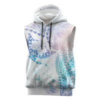Hawaiian Manta Ray Tribal Sleeveless Hoodie Polynesian Art Motifs Sweet Pastel LT03 Multicolor - Polynesian Pride