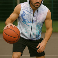 Hawaiian Manta Ray Tribal Sleeveless Zip Hoodie Polynesian Art Motifs Sweet Pastel LT03 - Polynesian Pride