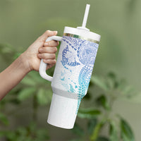 Hawaiian Manta Ray Tribal Tumbler With Handle Polynesian Art Motifs Sweet Pastel LT03 - Polynesian Pride
