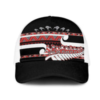 New Zealand Christmas Mesh Trucker Cap Funny Santa Claus Haka Dance with Tukutuku LT03 One Size White Multicolor - Polynesian Pride