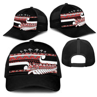 New Zealand Christmas Mesh Trucker Cap Funny Santa Claus Haka Dance with Tukutuku LT03 - Polynesian Pride