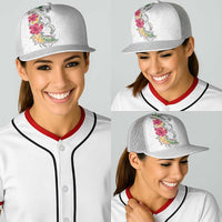 Hawaii DNA Kakau Tattoo Baseball Net Cap with Plumeria and Hibiscus Tropical Plants White Color LT03 - Polynesian Pride