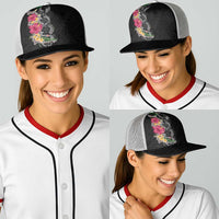 Hawaii DNA Kakau Tattoo Baseball Net Cap with Plumeria and Hibiscus Tropical Plants Black Color LT03 - Polynesian Pride