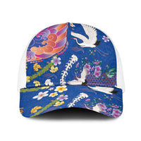 Hawaiian and Japanese Culture Together Baseball Net Cap Kakau Tribal Pattern and Irezumi Art Blue Color LT03 One Size White Blue - Polynesian Pride