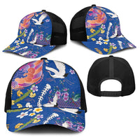 Hawaiian and Japanese Culture Together Baseball Net Cap Kakau Tribal Pattern and Irezumi Art Blue Color LT03 - Polynesian Pride