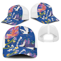 Hawaiian and Japanese Culture Together Baseball Net Cap Kakau Tribal Pattern and Irezumi Art Blue Color LT03 - Polynesian Pride