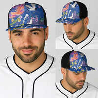 Hawaiian and Japanese Culture Together Baseball Net Cap Kakau Tribal Pattern and Irezumi Art Blue Color LT03 - Polynesian Pride