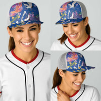 Hawaiian and Japanese Culture Together Baseball Net Cap Kakau Tribal Pattern and Irezumi Art Blue Color LT03 - Polynesian Pride