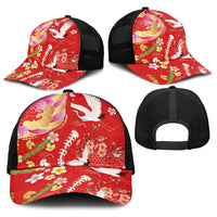Hawaiian and Japanese Culture Together Baseball Net Cap Kakau Tribal Pattern and Irezumi Art Red Color LT03 - Polynesian Pride