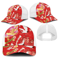 Hawaiian and Japanese Culture Together Baseball Net Cap Kakau Tribal Pattern and Irezumi Art Red Color LT03 - Polynesian Pride