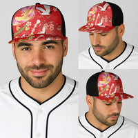 Hawaiian and Japanese Culture Together Baseball Net Cap Kakau Tribal Pattern and Irezumi Art Red Color LT03 - Polynesian Pride
