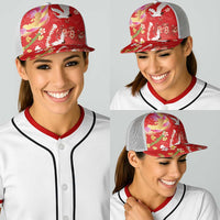 Hawaiian and Japanese Culture Together Baseball Net Cap Kakau Tribal Pattern and Irezumi Art Red Color LT03 - Polynesian Pride