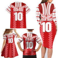 Custom Tahiti Football Polynesian Pattern Family Matching Long Sleeve Bodycon Dress and Hawaiian Shirt LT03 - Polynesian Pride