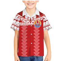 Custom Tahiti Football Polynesian Pattern Family Matching Mermaid Dress and Hawaiian Shirt LT03 Son's Shirt Red - Polynesian Pride
