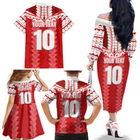 Custom Tahiti Football Polynesian Pattern Family Matching Off The Shoulder Long Sleeve Dress and Hawaiian Shirt LT03 - Polynesian Pride