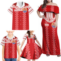 Custom Tahiti Football Polynesian Pattern Family Matching Off Shoulder Maxi Dress and Hawaiian Shirt LT03 - Polynesian Pride