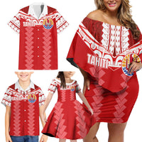 Custom Tahiti Football Polynesian Pattern Family Matching Off Shoulder Short Dress and Hawaiian Shirt LT03 - Polynesian Pride