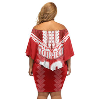 Custom Tahiti Football Polynesian Pattern Family Matching Off Shoulder Short Dress and Hawaiian Shirt LT03 - Polynesian Pride
