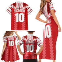 Custom Tahiti Football Polynesian Pattern Family Matching Short Sleeve Bodycon Dress and Hawaiian Shirt LT03 - Polynesian Pride