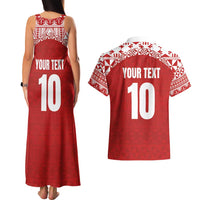 Custom Tonga Football Ngatu Tribal Tattoo Couples Matching Tank Maxi Dress and Hawaiian Shirt LT03 - Polynesian Pride
