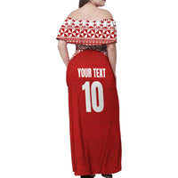 Custom Tonga Football Ngatu Tribal Tattoo Family Matching Off Shoulder Maxi Dress and Hawaiian Shirt LT03 - Polynesian Pride