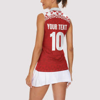 Custom Tonga Football Ngatu Tribal Tattoo Women Sleeveless Polo Shirt LT03 - Polynesian Pride