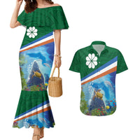 Marshall Islands Kwajalein Atoll Couples Matching Mermaid Dress and Hawaiian Shirt Polynesian Pattern and Undersea Animals LT03 Blue - Polynesian Pride