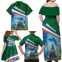 Marshall Islands Kwajalein Atoll Family Matching Off Shoulder Maxi Dress and Hawaiian Shirt Polynesian Pattern and Undersea Animals LT03 - Polynesian Pride
